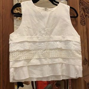 White sequin ruffle top